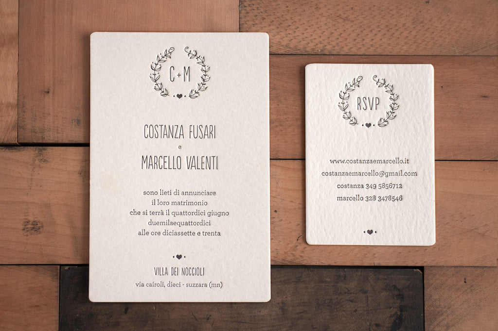 Letterpress wedding Costanza e Marcello