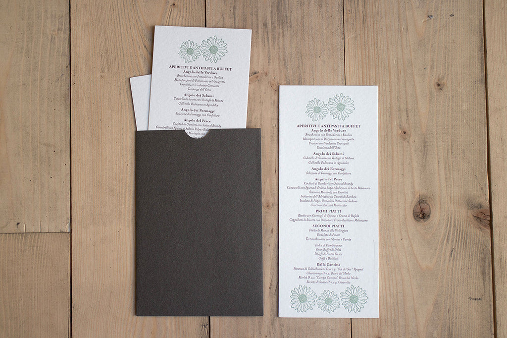 Sara e Marco letterpress wedding Menu