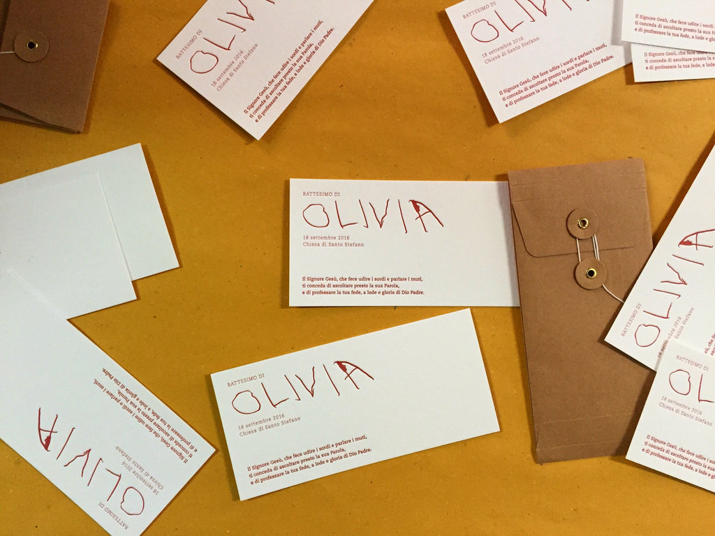 Olivia - Bomboniera Battesimo in letterpress