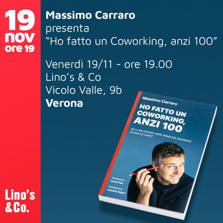 Verona, 19/11, ore 19.00: appuntamento da Lino’s & Co per parlare di Coworking (e di un libro sul Coworking).