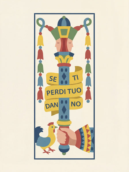 Asso di Bastoni illustrazione carta trevigiana