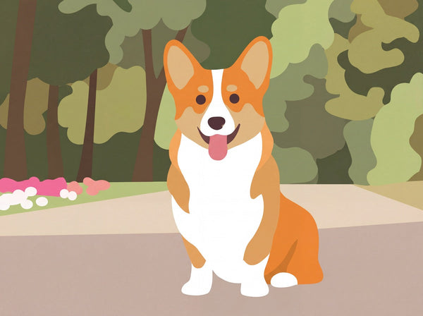 Corgi illustrazione cane nel parco