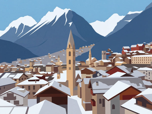 Cortina illustrazione paesaggio dolomitico