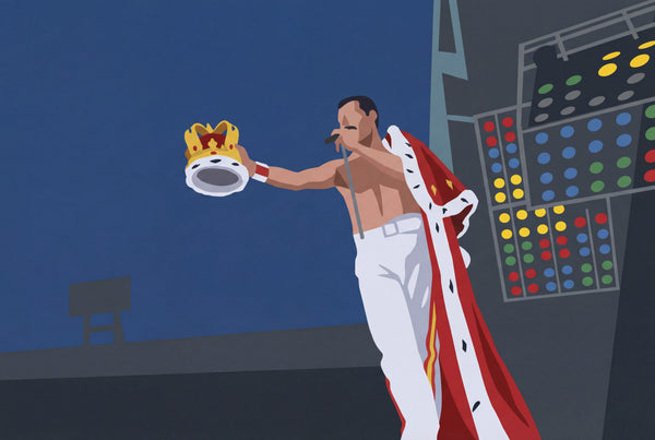 Freddie Mercury illustrazione Wembley 1986